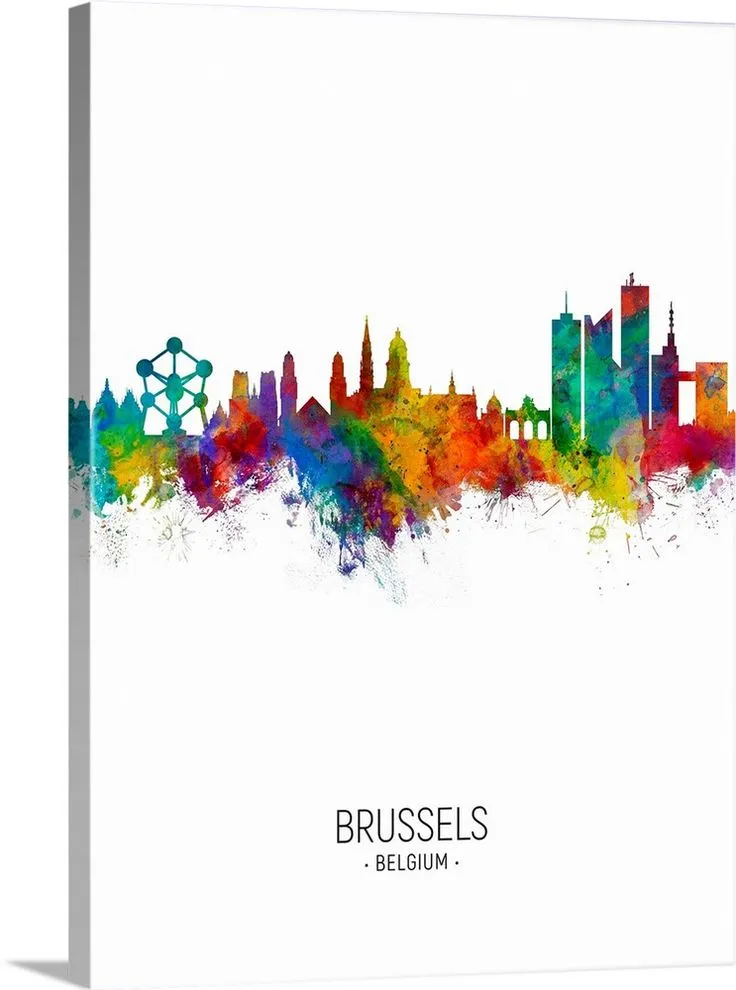 Brussels skyline aquarelle